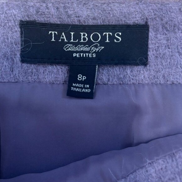 Talbots Skirt Petite 8 Purple Wool Alpaca Mohair Nylon Straight Zip Back Lined - Picture 3 of 4